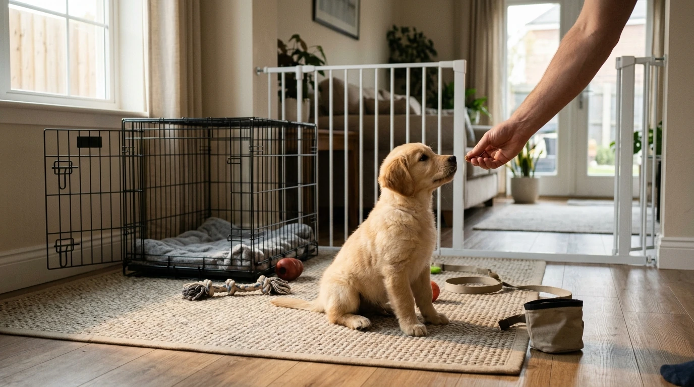 4-Week New Puppy Training Plan: Potty, Crate, Cues